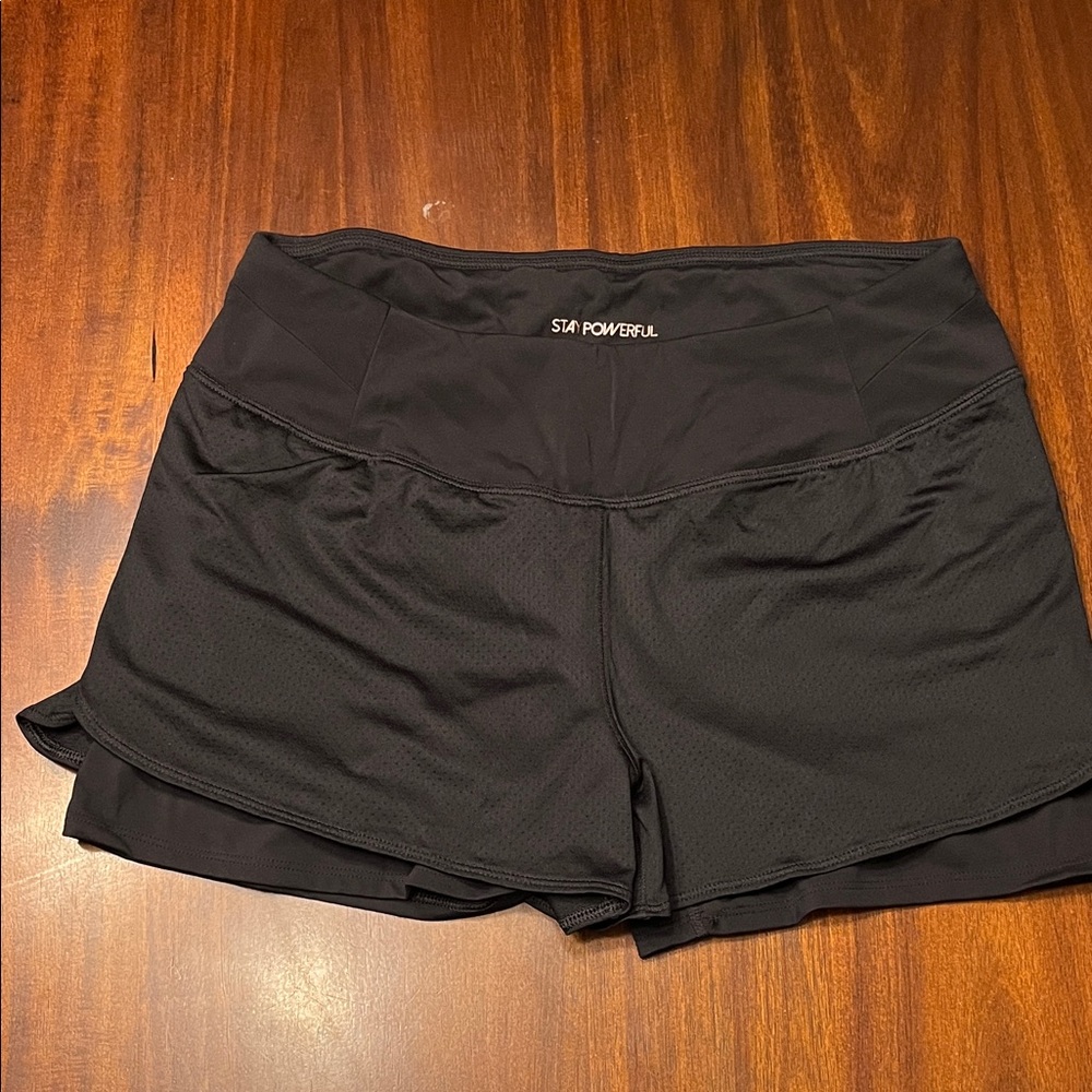 Calia Women's Black 2 in 1 Compression Athletic Shorts